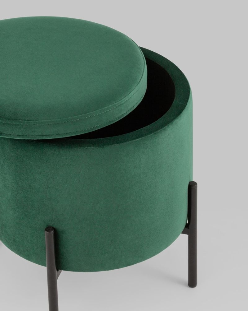 Пуф Грейс с ящиком велюр Зеленый