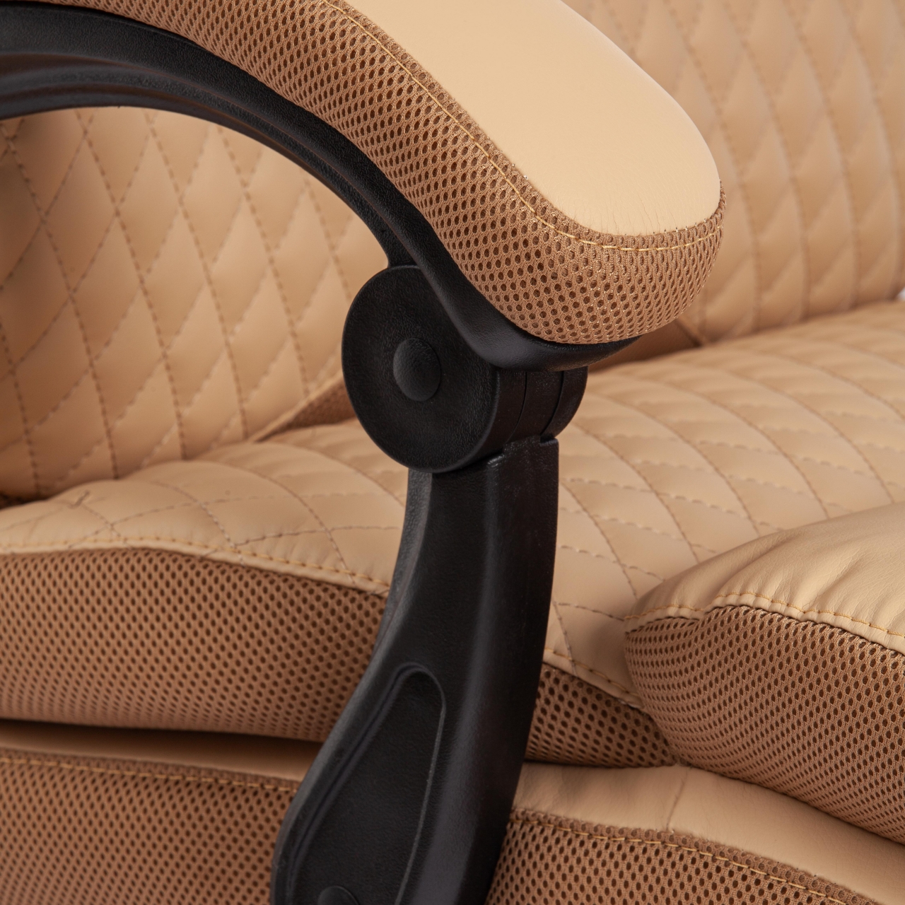 Кресло CHIEF кож/зам/ткань, бежевый/бронза, 36-34/21