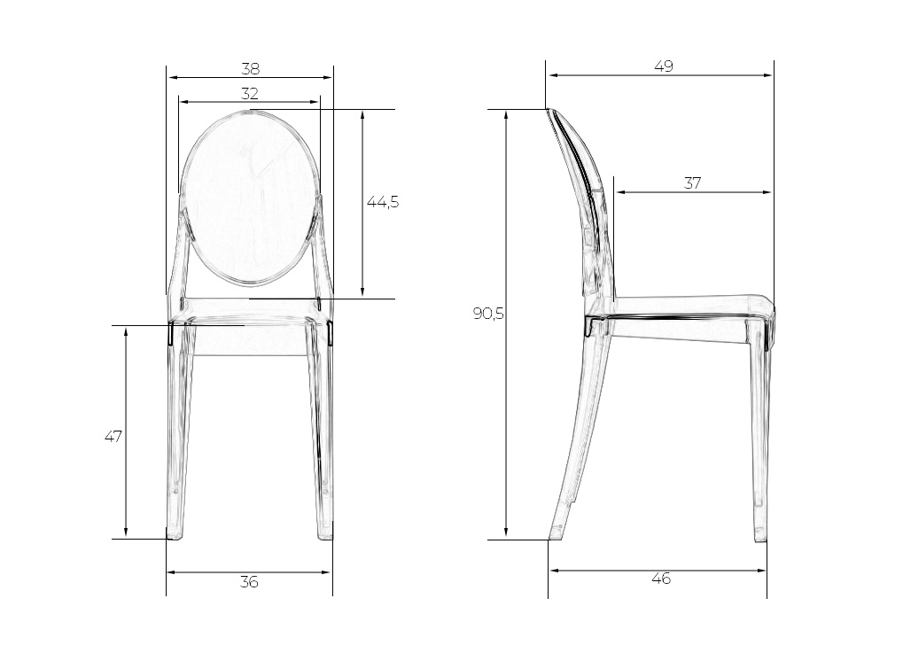 Стул обеденный DOBRIN VICTORIA GHOST Прозрачный