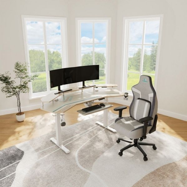 Стол для компьютера (для геймеров) с подставкой под клавиатуру и электрической регулировкой по высоте Eureka ERK-ED71-MW