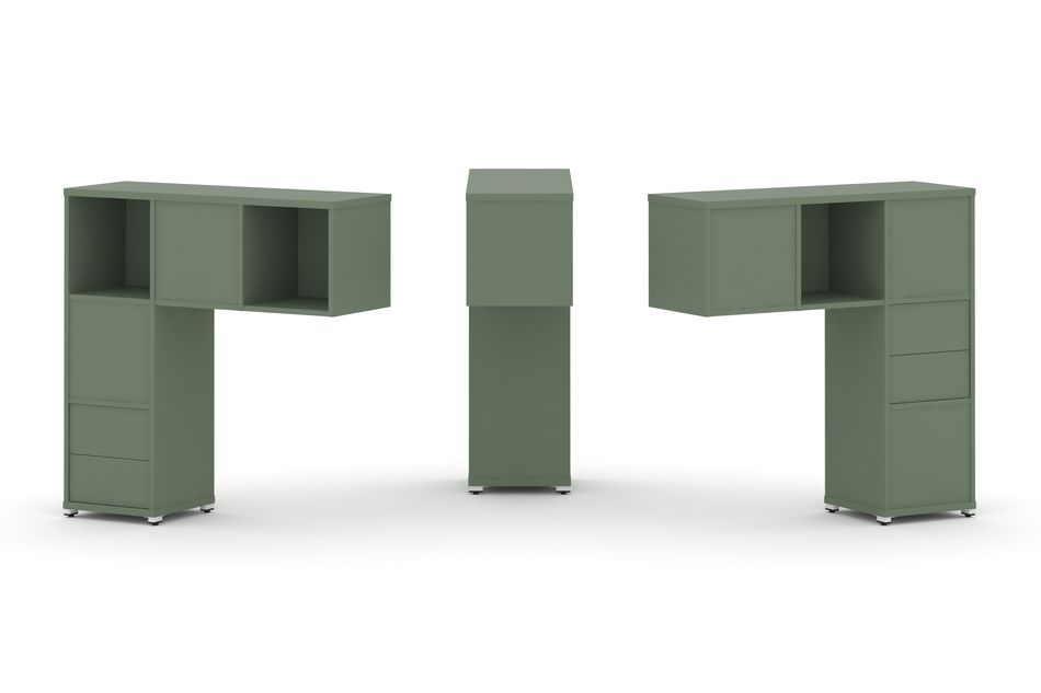 Надставка на стол низкая двухсторонняя + задняя стенка (5 шт.) + блок с 2-мя ящиками (2 шт.) CONCEPT CN.DNN-003 Кобо Белый металл