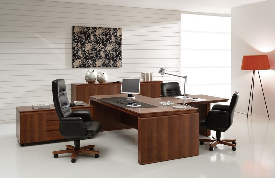 Комплект мебели для кабинета руководителя LAGO №04 Итальянский орех Черный