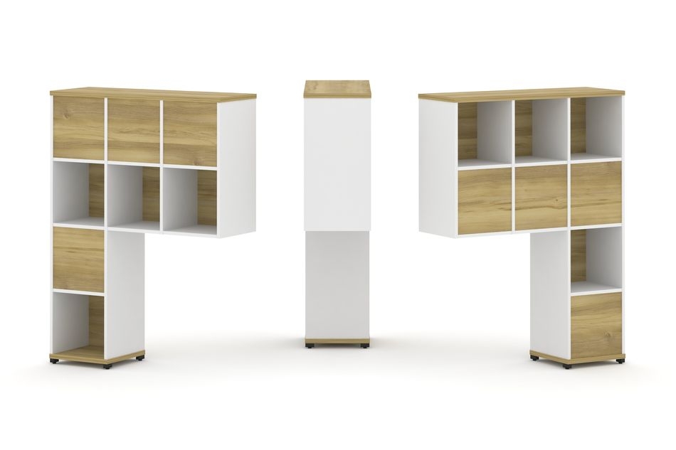 Надставка на стол высокая двухсторонняя + задняя стенка (8 шт.) CONCEPT CN.DNV-005 Дуб Винченцо Белый бриллиант Черный металл