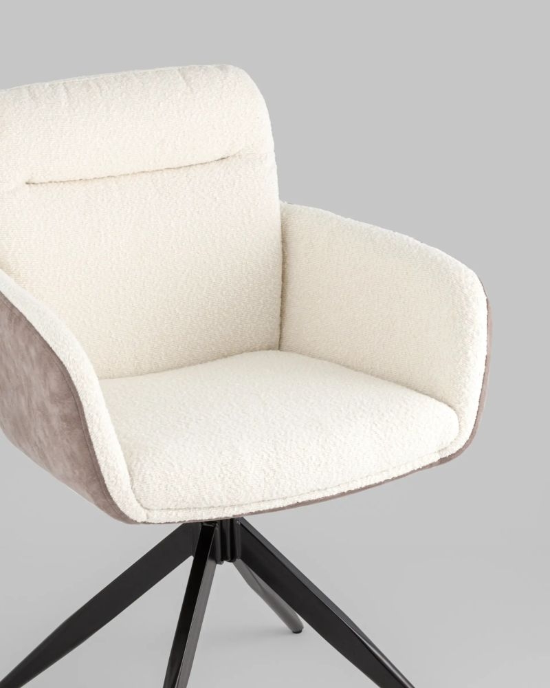 Стул Waldo молочный c бежевой экокожей