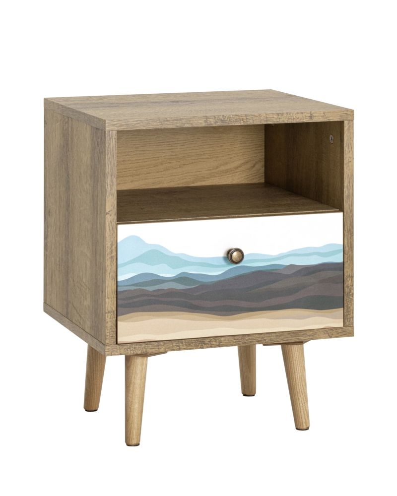 Тумбочка с открытой полкой Berber (ножки массив ясеня) 11 принт