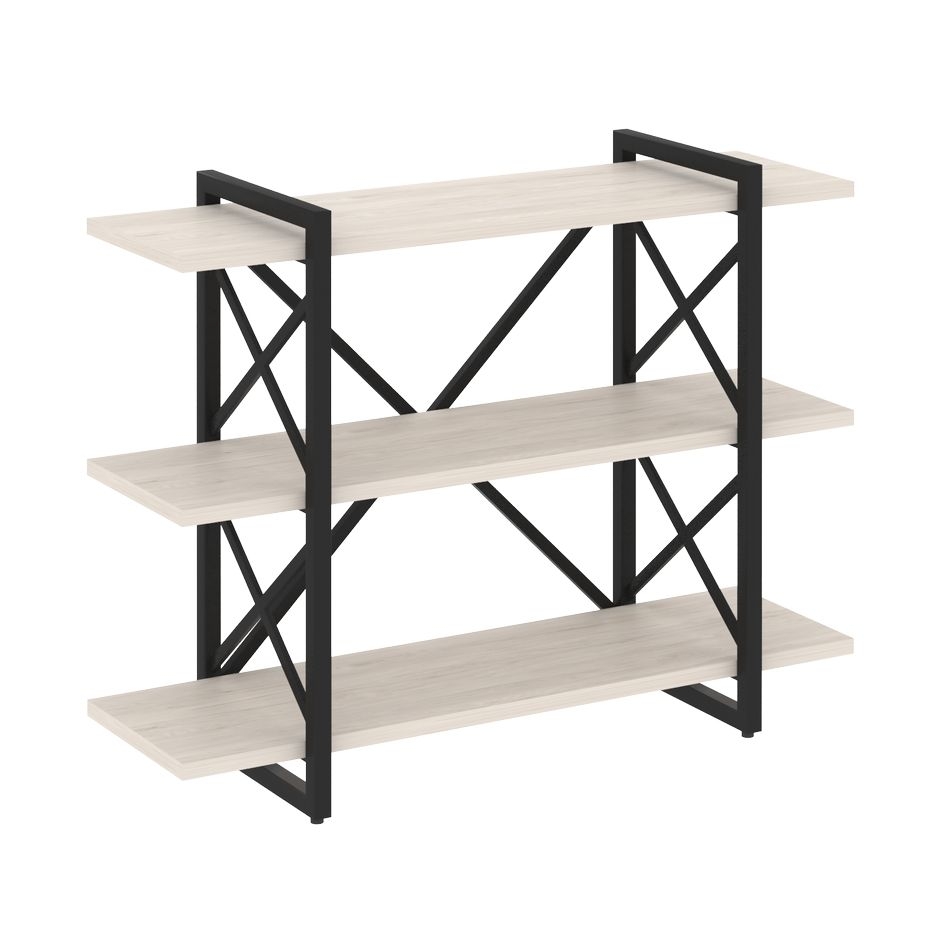 Стеллаж на регулируемых опорах - 3 полки LOFT VR.L-MST.O-3.8V Металл черный Денвер светлый
