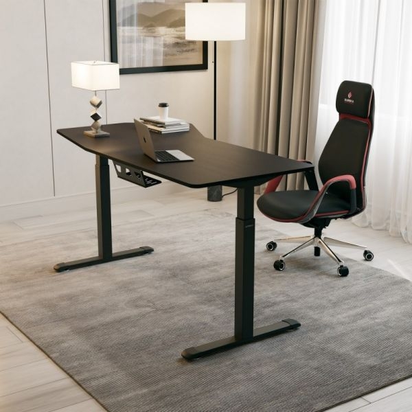 Стол компьютерный с электроприводом Eureka ERK-EDI-HTG-SW (Heptagon), копченое дерево