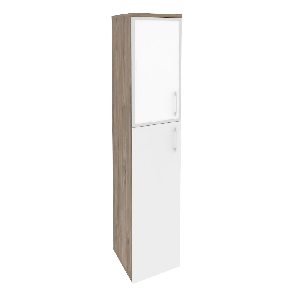 Шкаф высокий узкий левый ONIX O.SU-1.7R(L) white Тиквуд Темный/Белый