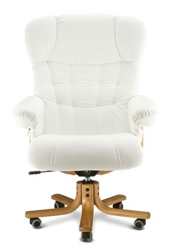 Кресло с высокой спинкой на крестовине Царь D100 экокожа Белое