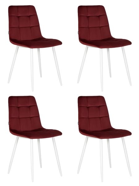 Стул обеденный DOBRIN CHILLY (Бордовый Holland 47, основание белое) 4 шт