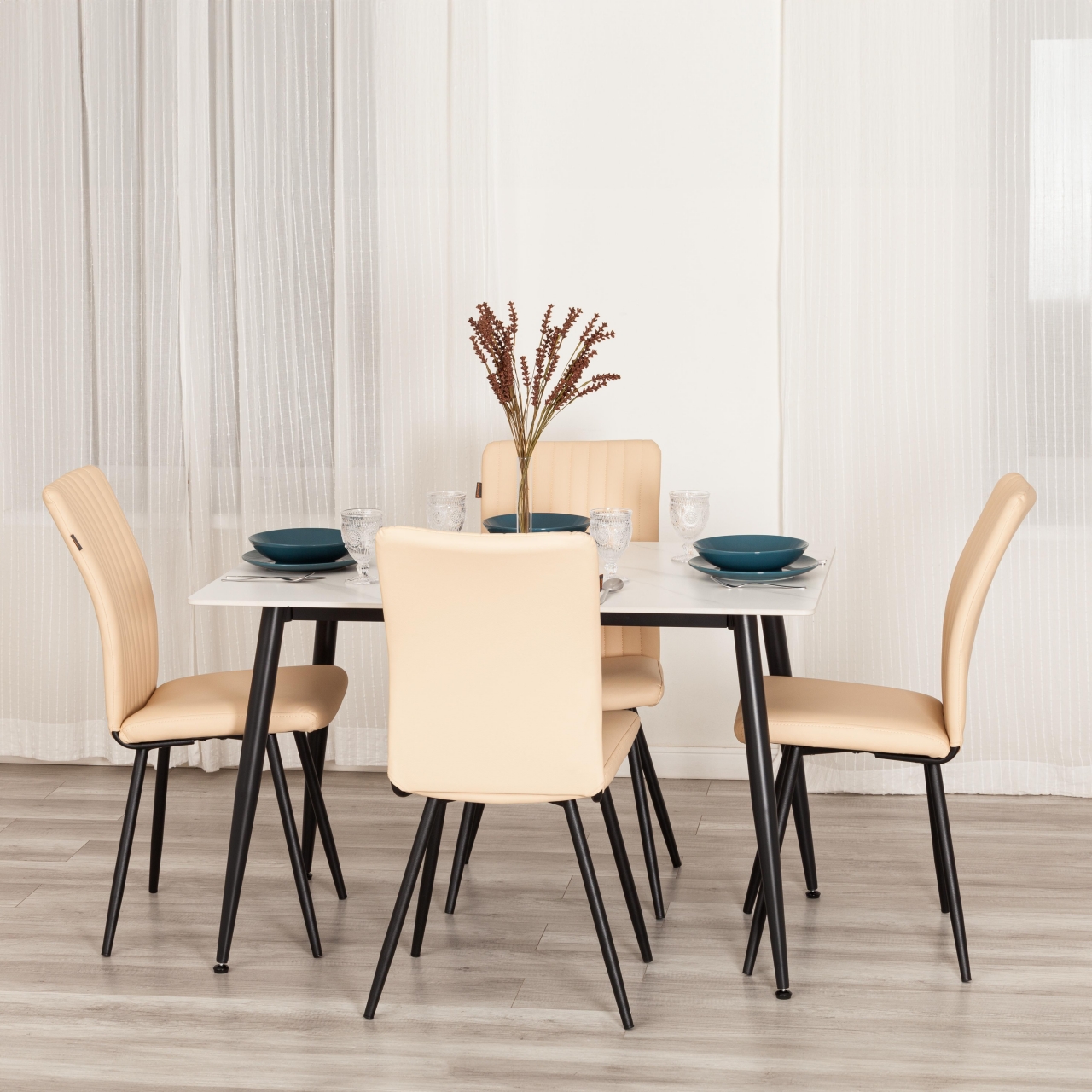 Стул обеденный Monte Carlo TREND, экокожа, бежевая, 49х51х93 см