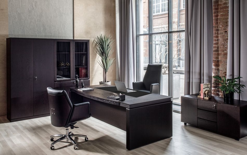 Комплект мебели для кабинета руководителя LAGO №02 Дуб Ферро Черный