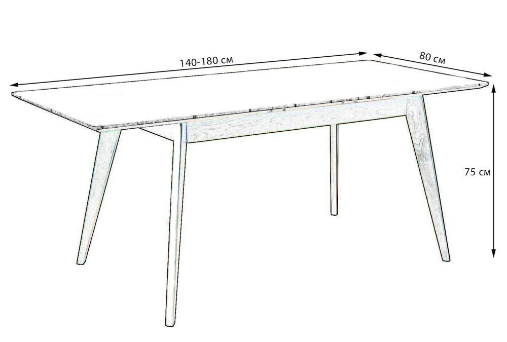 Стол раскладной Лунд 140-180 ОРЕХ-Мрамор Графит