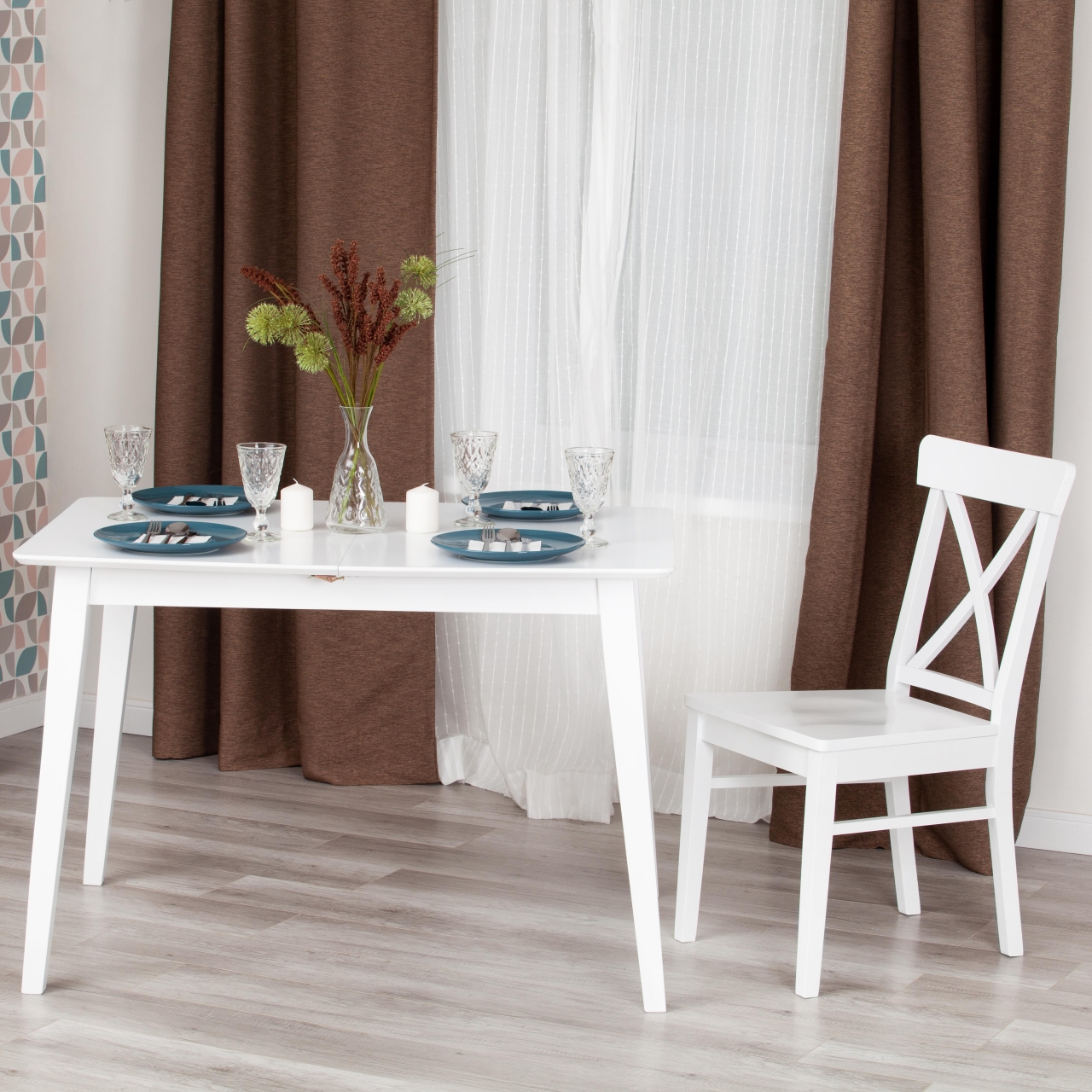 Стул Retro дерево гевея, МДФ, 44,3 x 55 x 89 x SH45см, Белый (White)