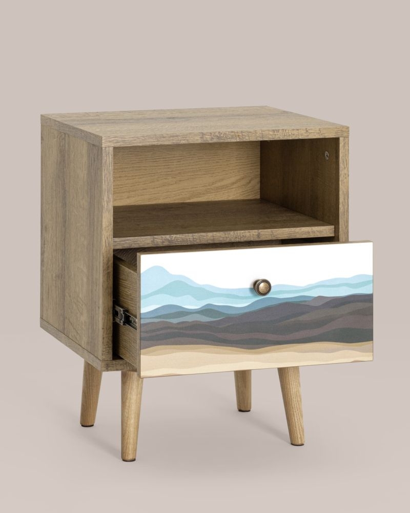 Тумбочка с открытой полкой Berber (ножки массив ясеня) 11 принт