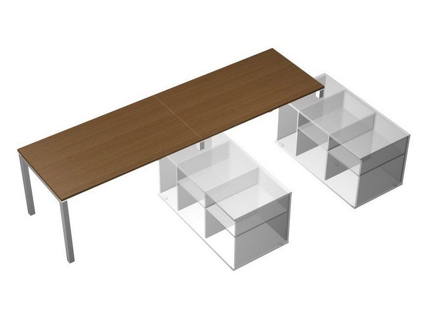 Рабочая станция (2х160) на 2-х опорных тумбах правых (без тумб) Profiquadro КВ 0115-2 Орех ногаро/белый премиум