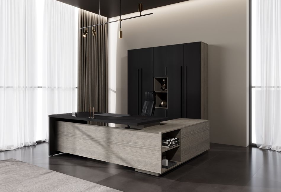 Кабинет руководителя VELION №1 Яшма черный Дуб Сильвер