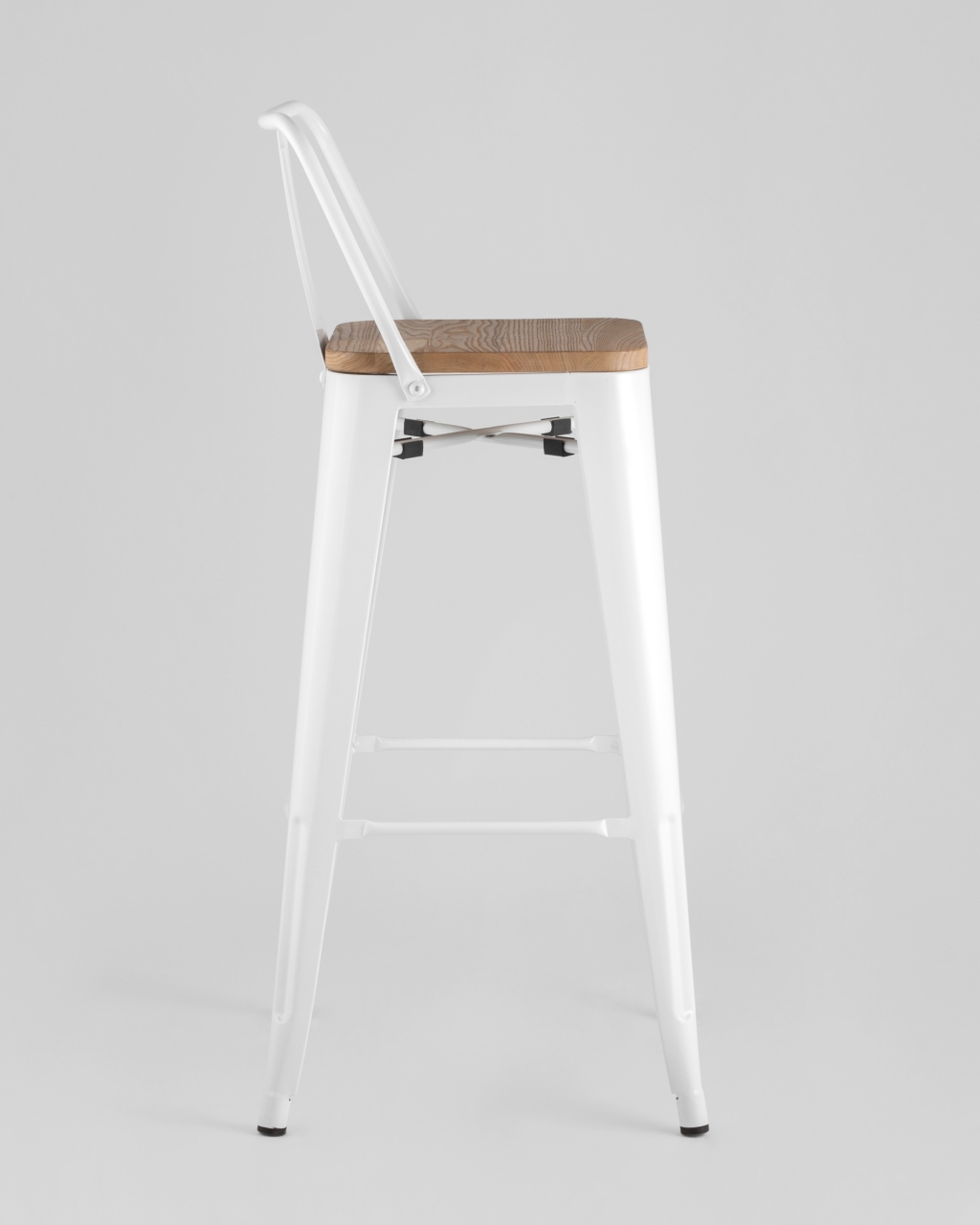 Стул барный Tolix Wood 75.5  со спинкой Белый