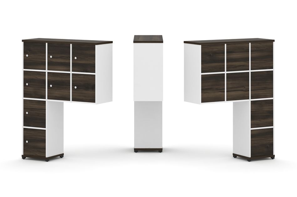 Надставка на стол высокая односторонняя + задняя стенка (8 шт.) + распашной фасад (8 шт.) CONCEPT CN.ONV-010 Дуб Мали Белый бриллиант Черный металл