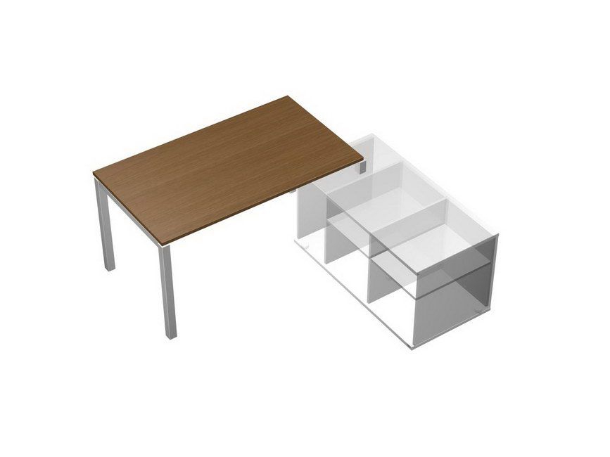 Стол рабочий (140) на опорной тумбе правой (без тумбы) Profiquadro КВ 0113 Орех ногаро/белый премиум