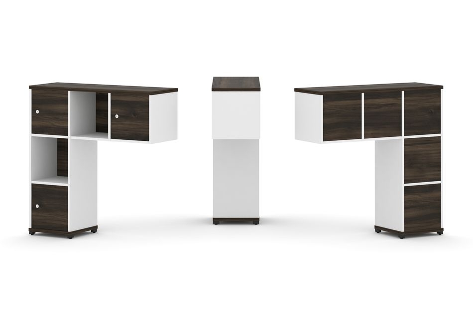 Надставка на стол низкая односторонняя + задняя стенка (5шт.) + распашной фасад (3 шт.) CONCEPT CN.ONN-002 Дуб Мали Белый бриллиант Черный металл