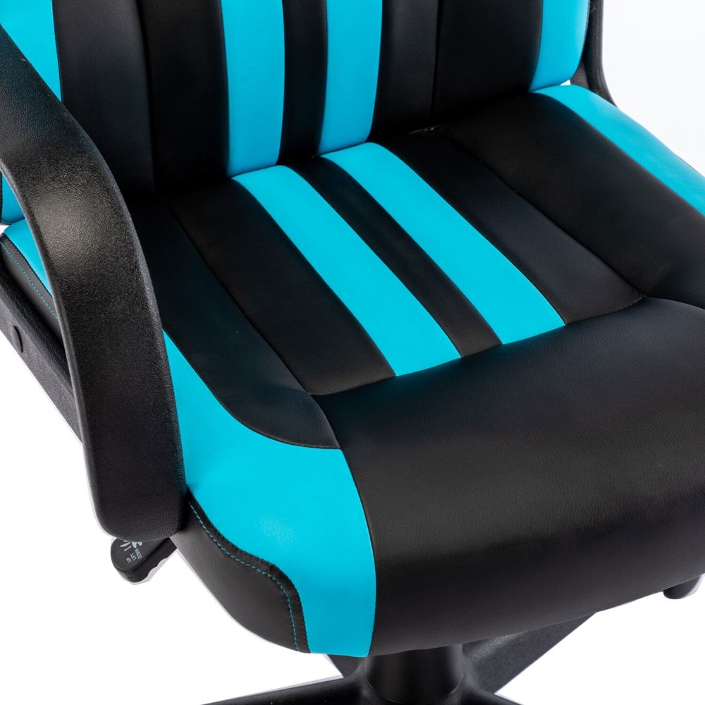Кресло компьютерное BRABIX Stripe GM-202 экокожа Черный-голубой