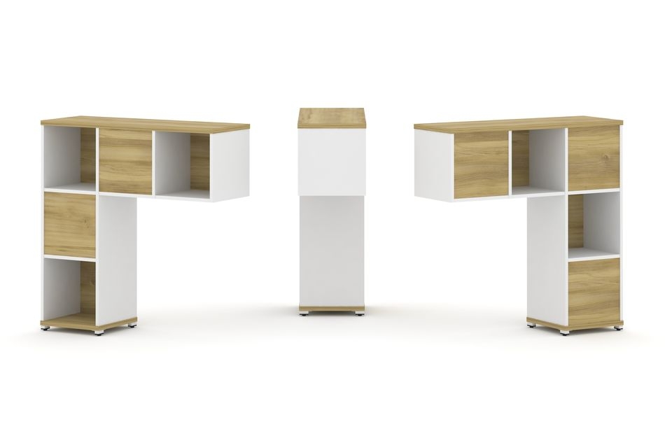 Надставка на стол низкая двухсторонняя + задняя стенка (5 шт.) CONCEPT CN.DNN-001 Дуб Винченцо Белый бриллиант Белый металл