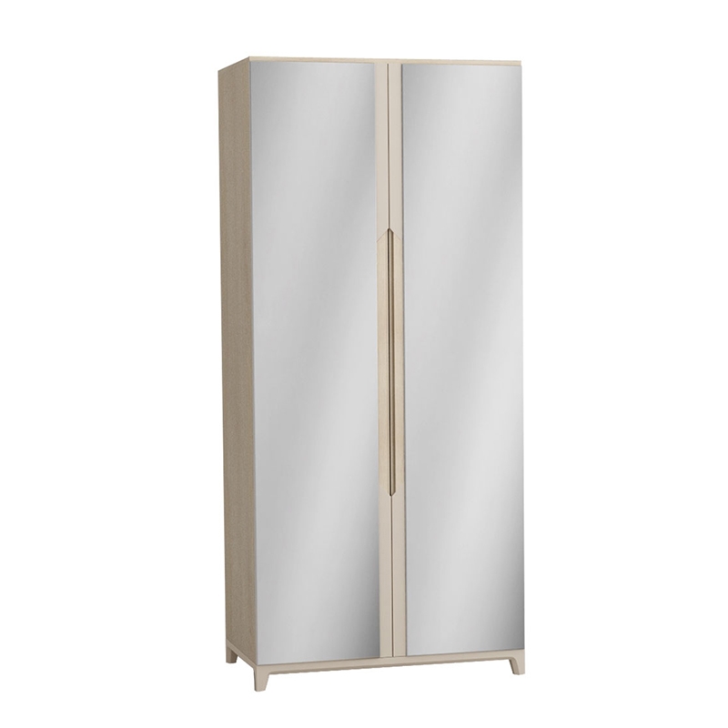 Шкаф двухстворчатый Сканди с зеркалами Жемчужно-белый