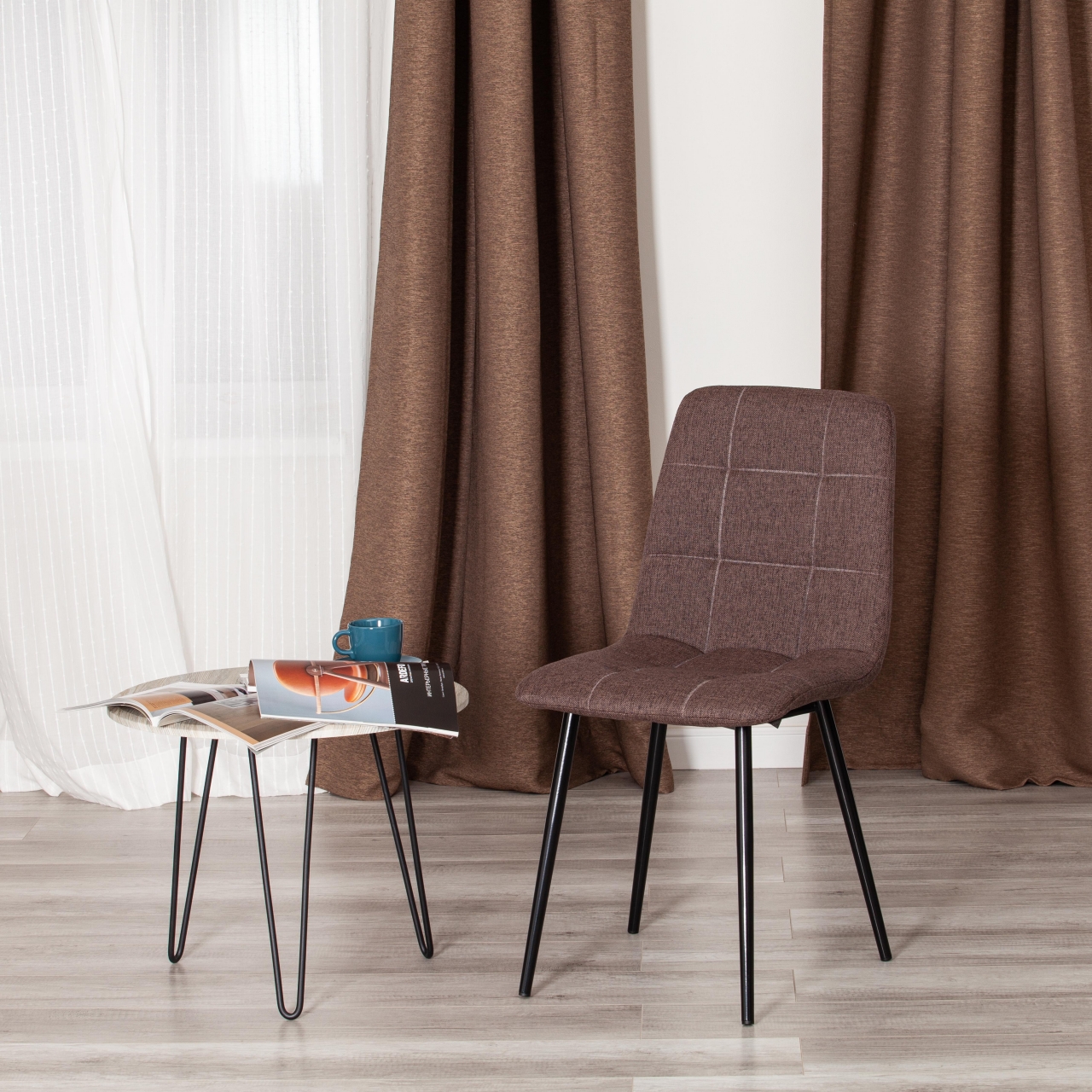 Стул CHILLY MAX ткань/металл, 45 х 54 х 90 см , темно-коричневый 01/черный