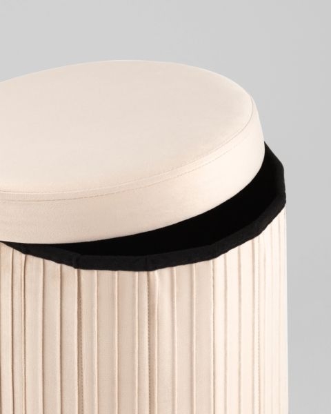 Пуф складной с ящиком Store Round бежевый