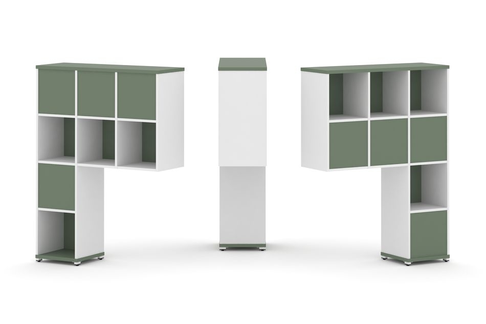 Надставка на стол высокая двухсторонняя + задняя стенка (8 шт.) CONCEPT CN.DNV-005 Кобо Белый бриллиант Белый металл