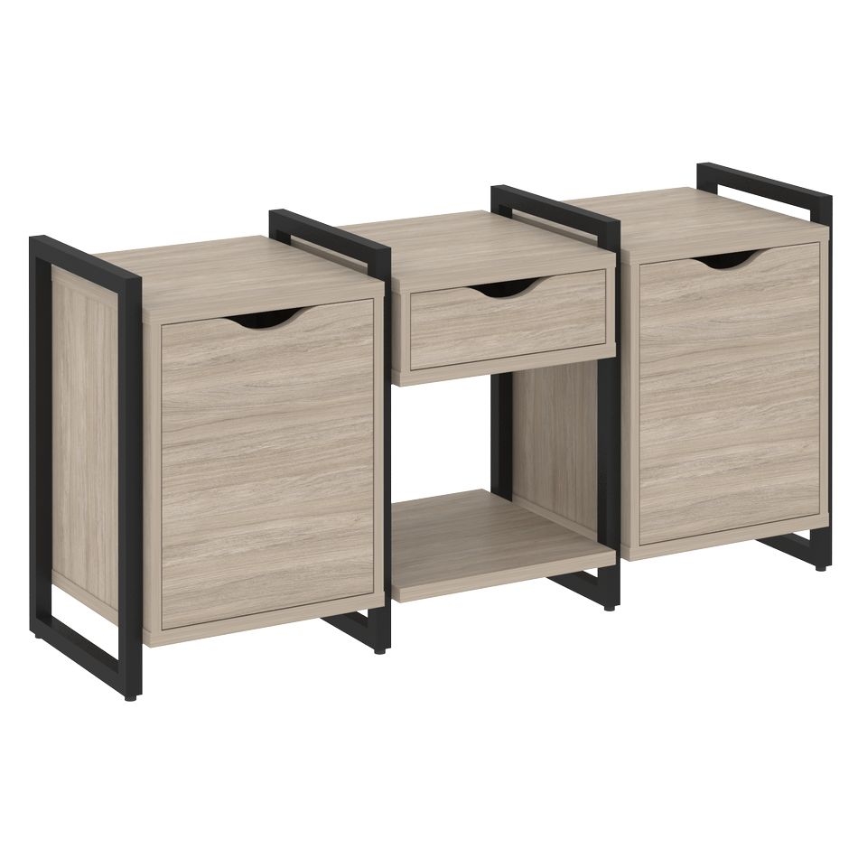 Тумба на регулируемых опорах наборная. Вариант №7 LOFT VR.L-TN-7.O Металл черный Дуб Аттик