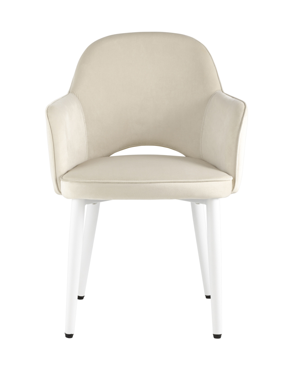 Стул Венера велюр кремовый ножки белые металл