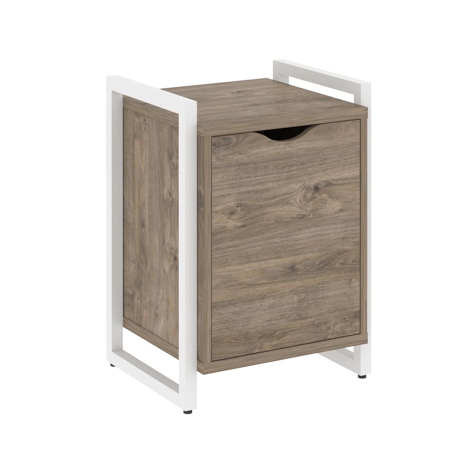 Тумба на регулируемых опорах с распашным фасадом LOFT VR.L-T2.O Металл белый Тиквуд темный