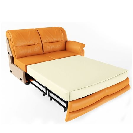 Секция двухместная раскладная с левым подлокотником Вавилон 2БР Оранжевая (кожа)