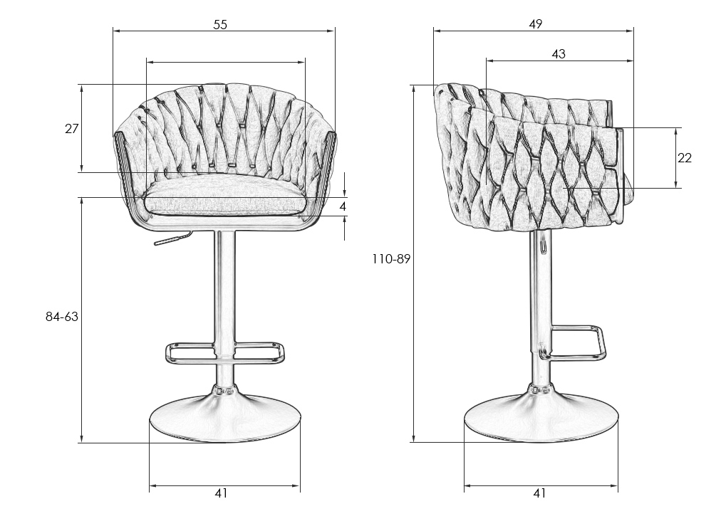 Стул барный DOBRIN LEON Серая ткань LAR 275-17
