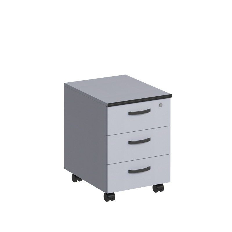 Тумба выкатная 3-ящичная с замком Дин-Р ДР 217 Серый перламутр