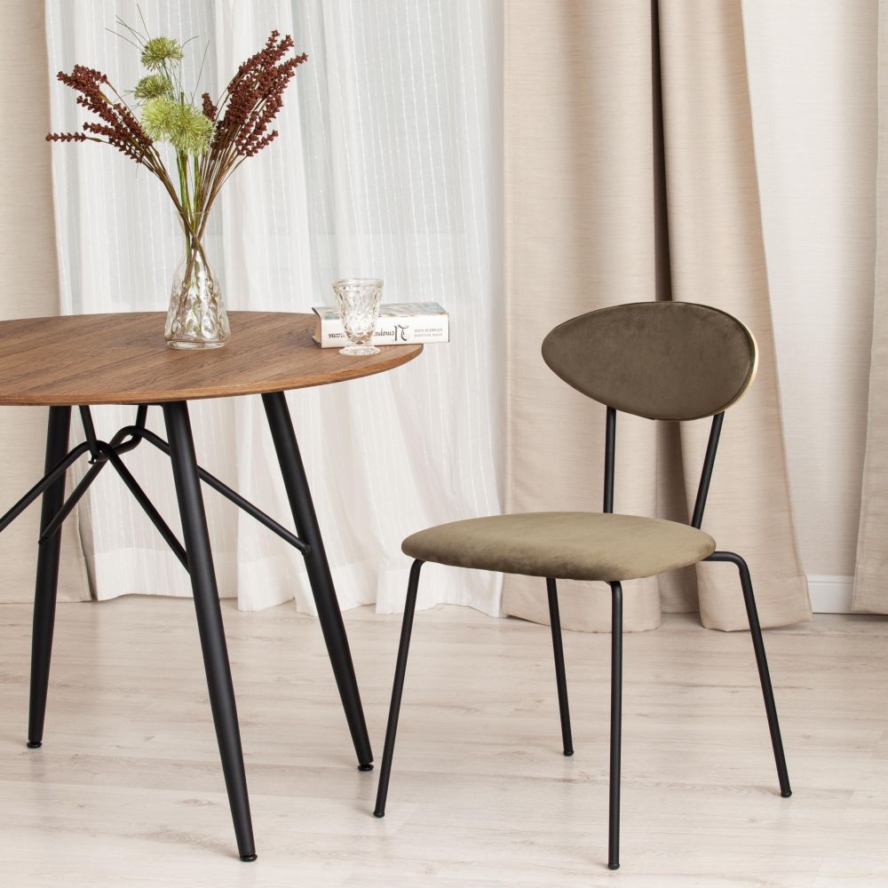 Стул NEO (mod. 0139014) / 1 шт. в упаковке металл/вельвет, 44х54х79 см, хаки S108 (85 DARK TAN)/черный