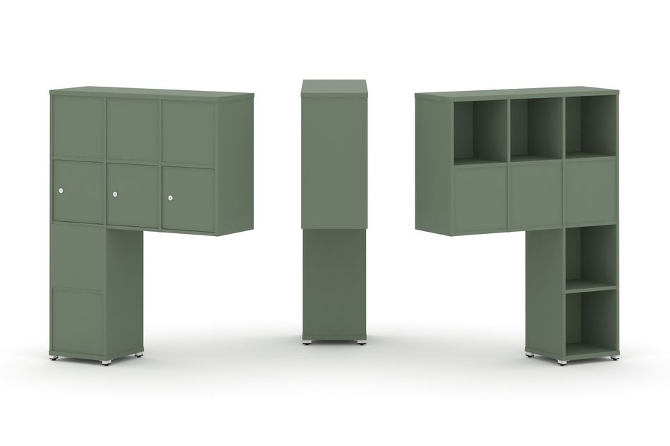 Надставка на стол высокая двухсторонняя + задняя стенка (8 шт.) + распашной фасад (3 шт.) CONCEPT CN.DNV-010 Кобо Белый металл