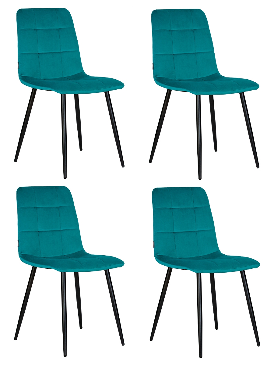 Стул обеденный DOBRIN CHILLY (Морской волны Holland 56, основание черное) 4 шт