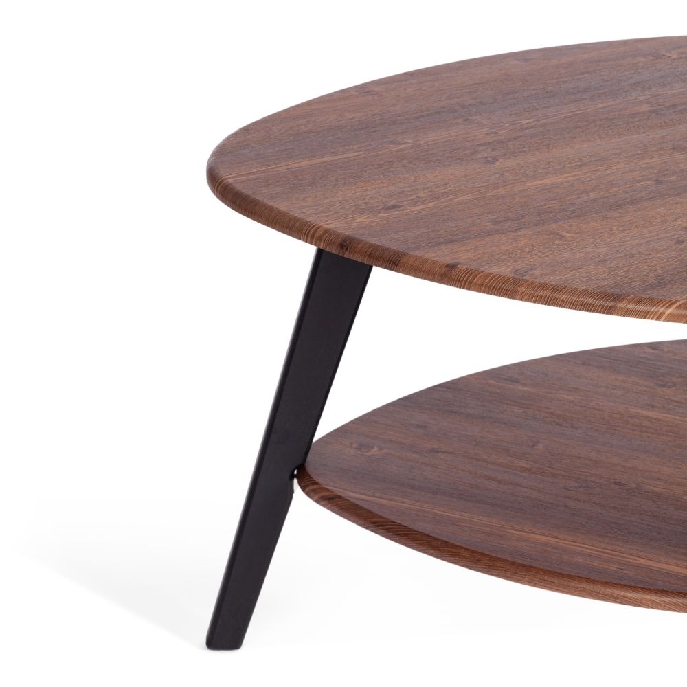 Журнальный стол FABIO мдф, 77х78х50 см, орех кантри/черный