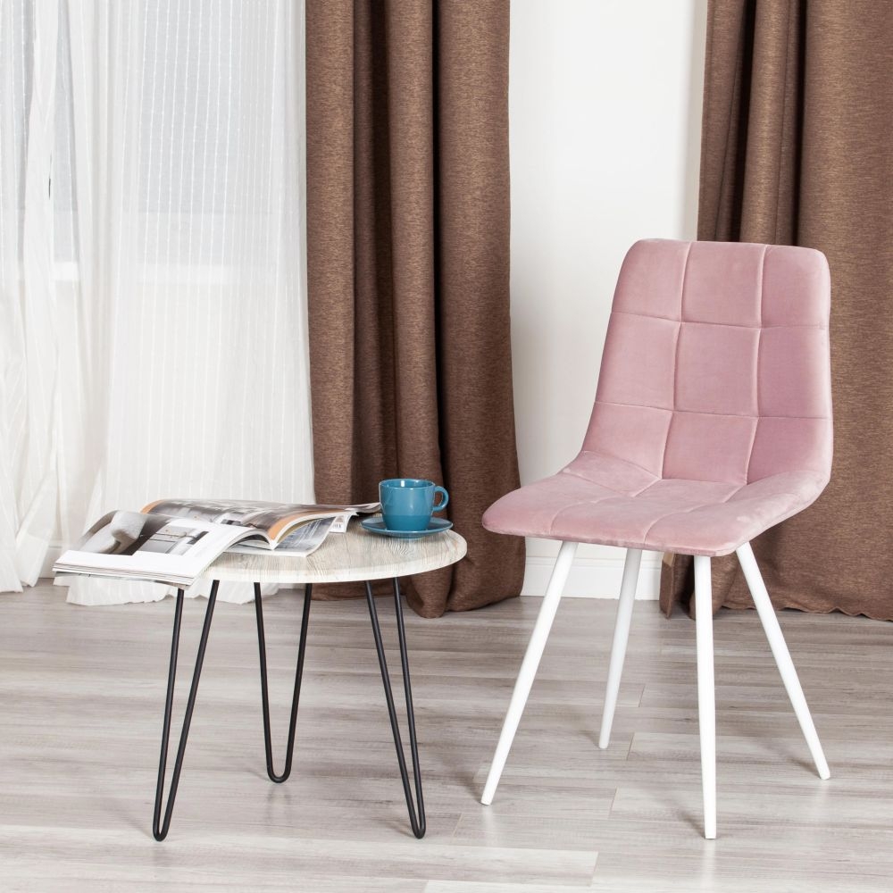 Стул CHILLY (mod. 7095-1) ткань/металл, 45x53х88 см, высота до сиденья 50 см, лавандовый barkhat 17/белый