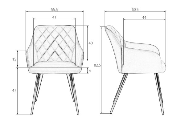 Стул обеденный DOBRIN ROBERT (черные матовые ножки, велюр V108-104 Мокко) 2 шт