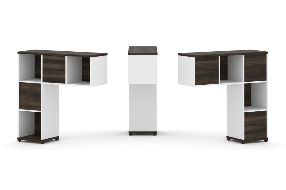 Надставка на стол низкая двухсторонняя + задняя стенка (5 шт.) CONCEPT CN.DNN-001 Дуб Мали Белый бриллиант Черный металл