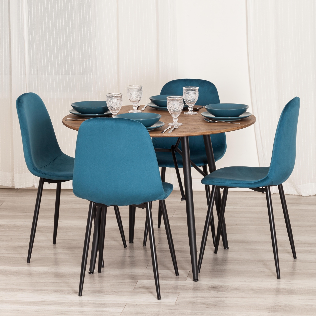 Стул BREEZE (mod. 4724) Велюр/металл , 44 х 53 х 87 см, Dark turquoise (темно-бирюзовый) HLR62 / черный