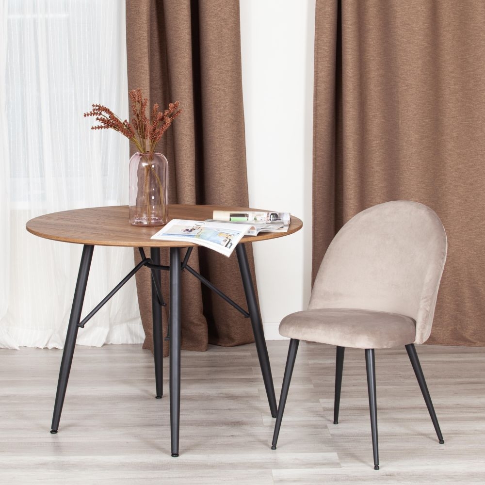 Стул MONRO (mod. 5144) / 1 шт. в упаковке металл/вельвет, 51x56x84 см, серо-бежевый (HLR-9)/черный