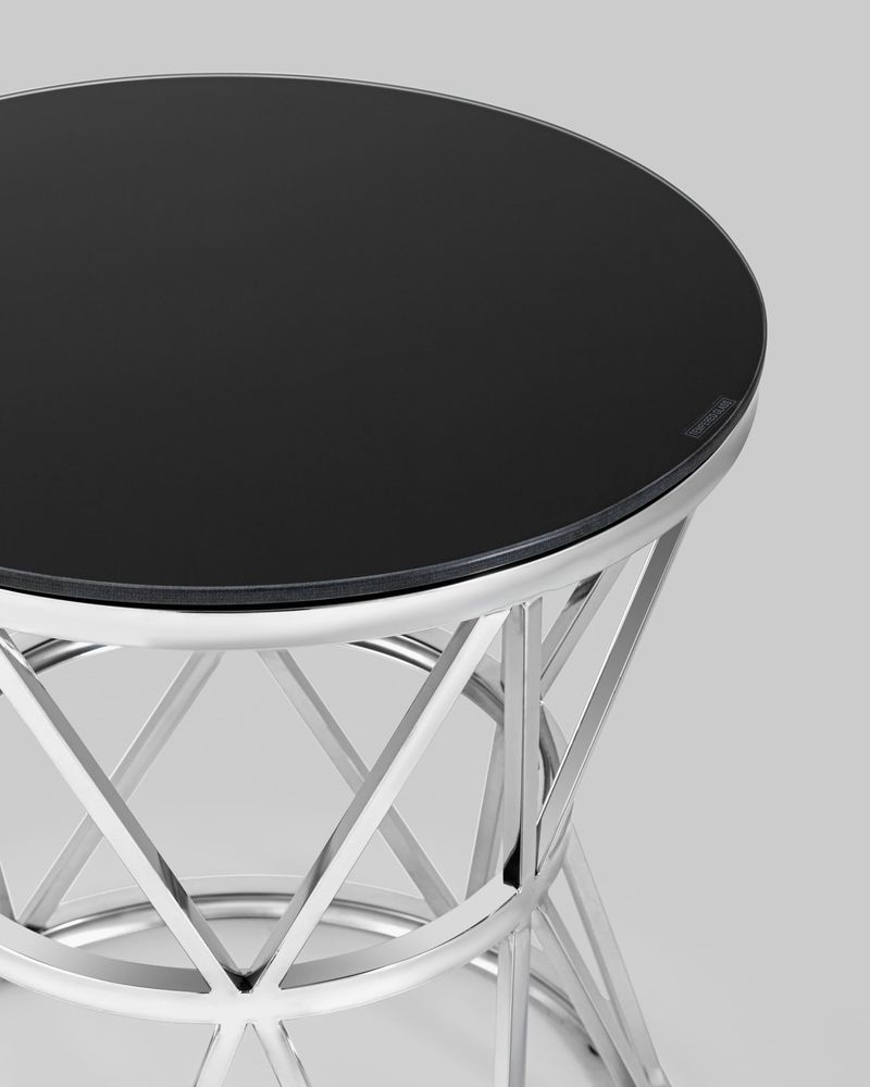 Журнальный стол ВИВА 50x50 Серебро (стекло черное)