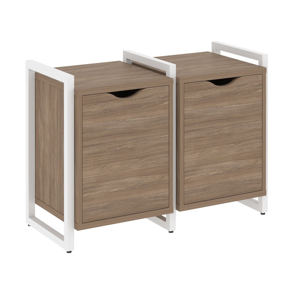 Тумба на регулируемых опорах наборная. Вариант №2 LOFT VR.L-TN-2.O Металл белый Дуб Аризона