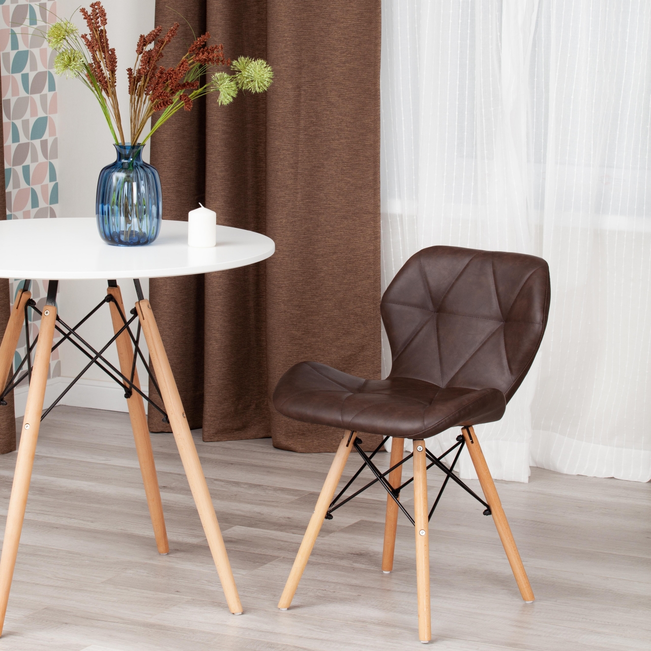 Стул STUTTGART (mod. 74) экокожа/дерево береза/металл, 50 х 47 х 73 см, коричневый 1