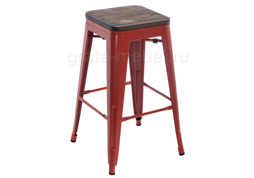 Барный стул Tolix Bar wood CColl T-2103B-26 red / brown walnut